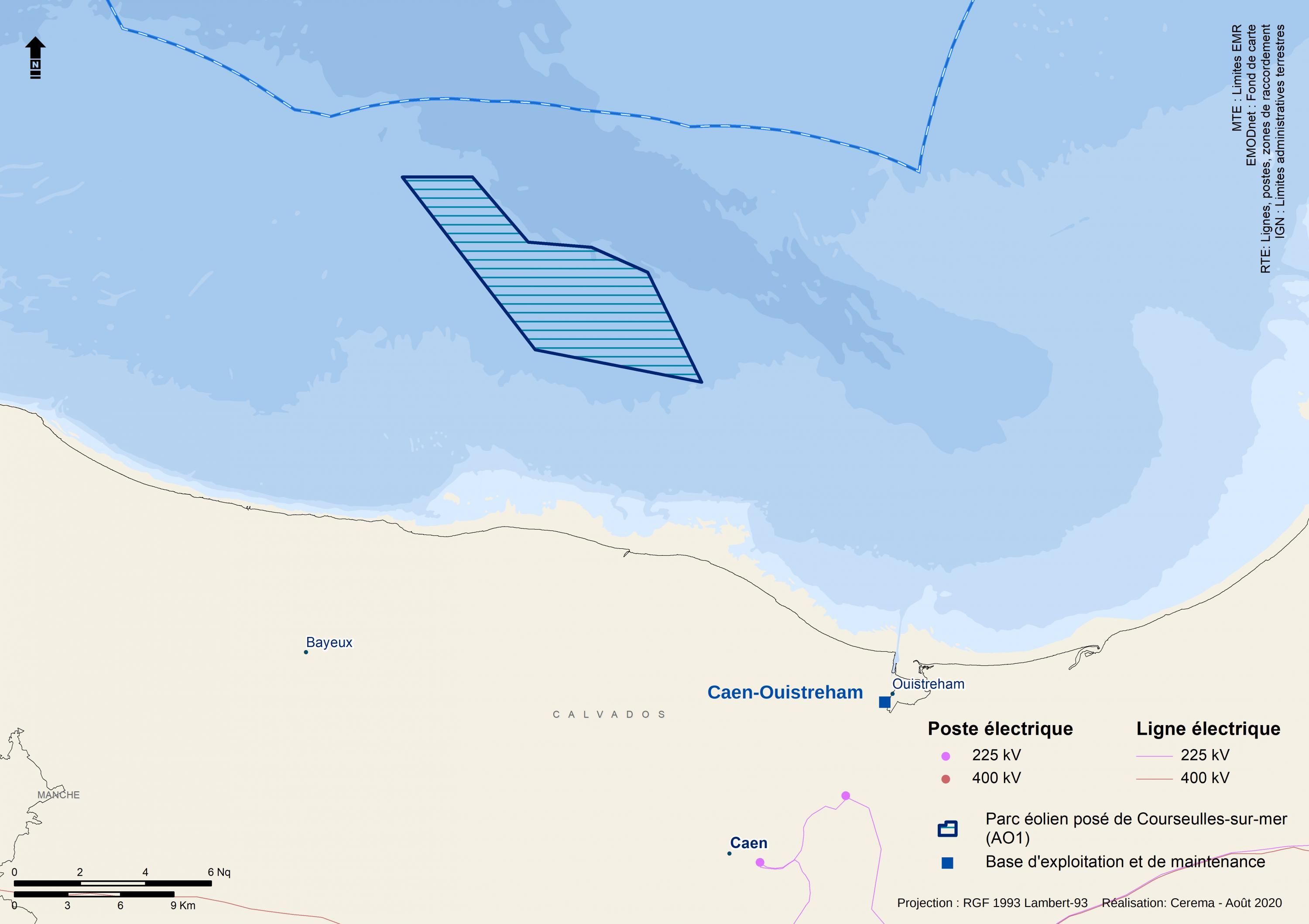 carte géographique de la localisation du parc dans l'espace maritime