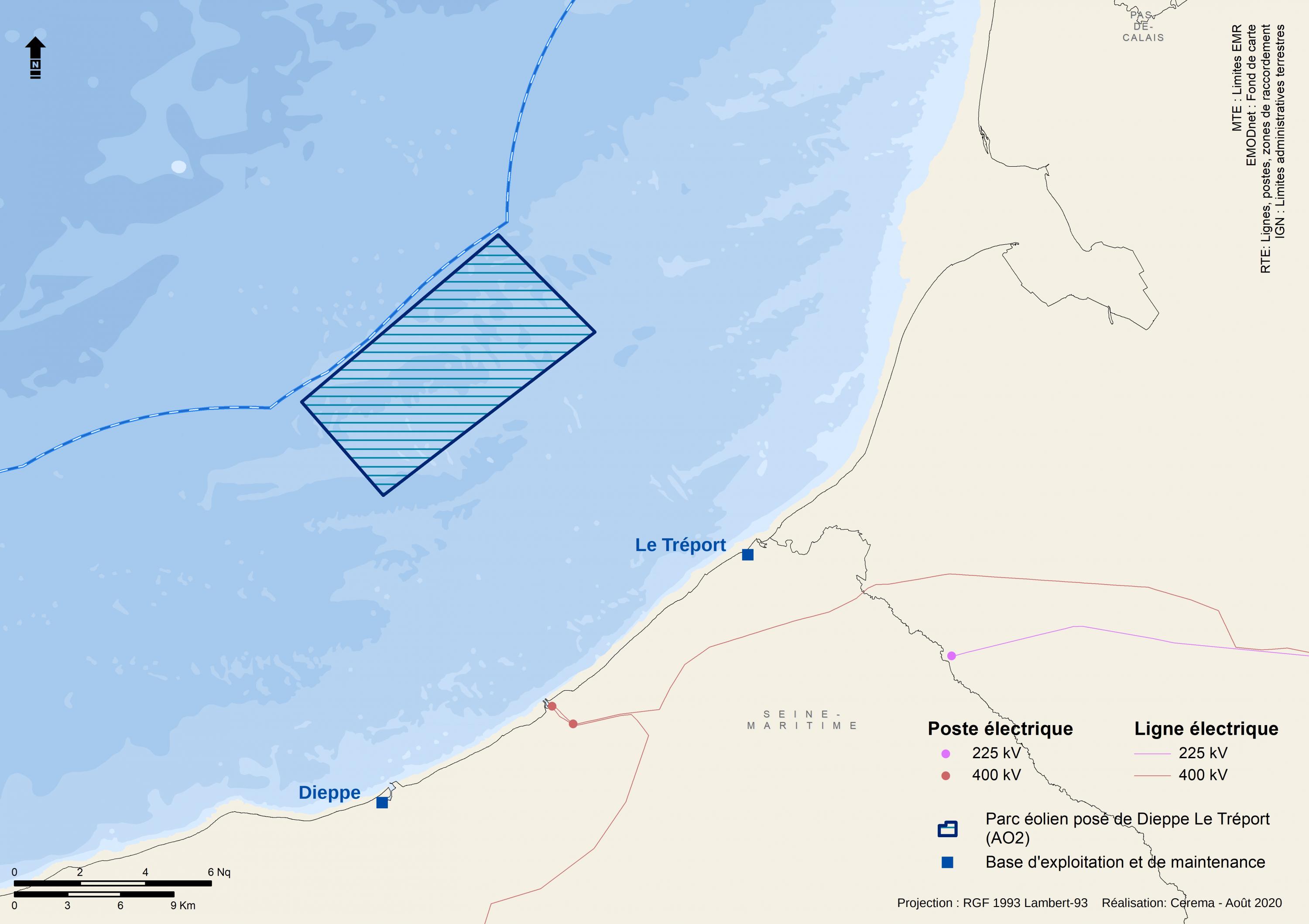 carte géographique de la localisation du parc dans l'espace maritime