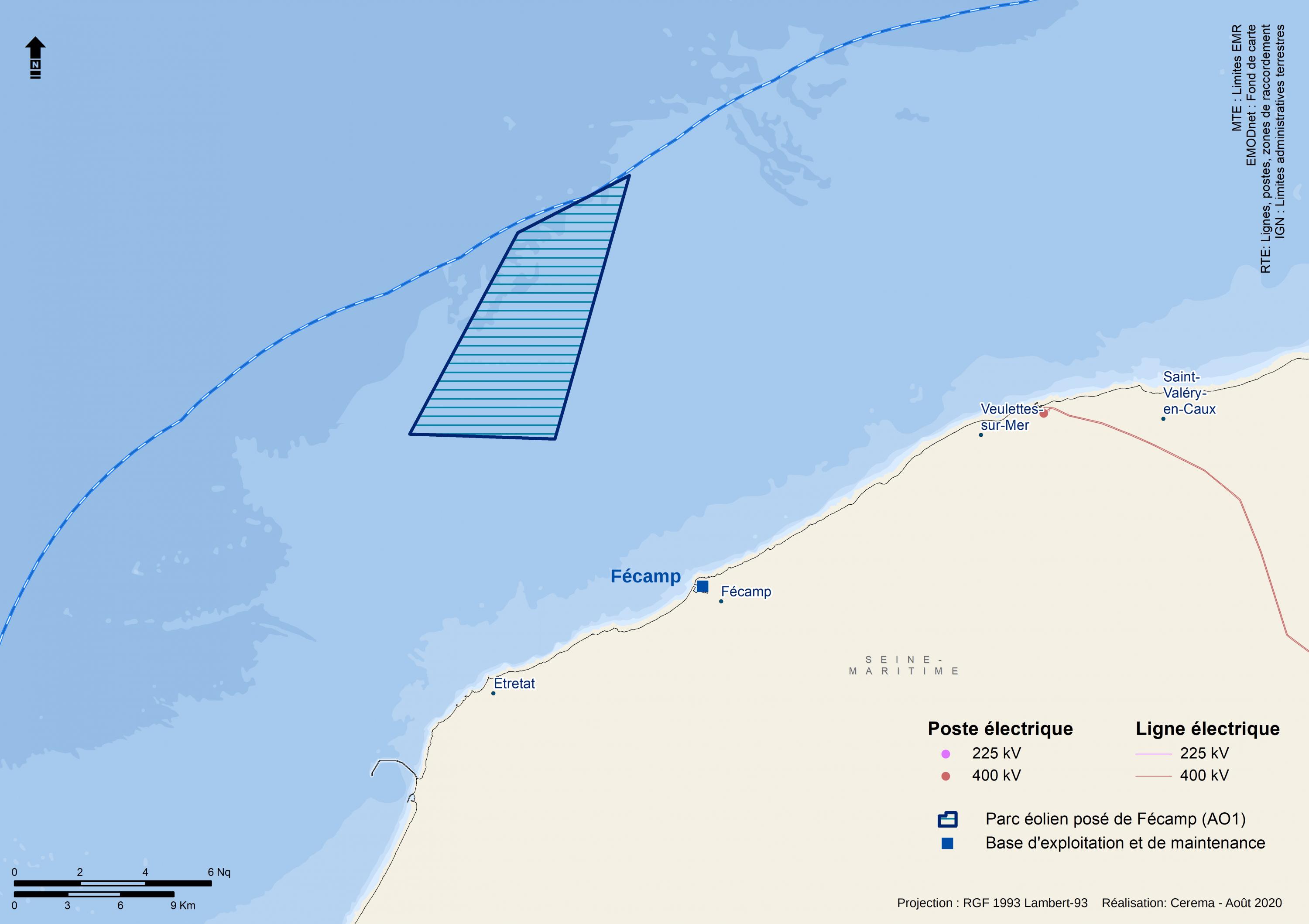 carte géographique de la localisation du parc dans l'espace maritime