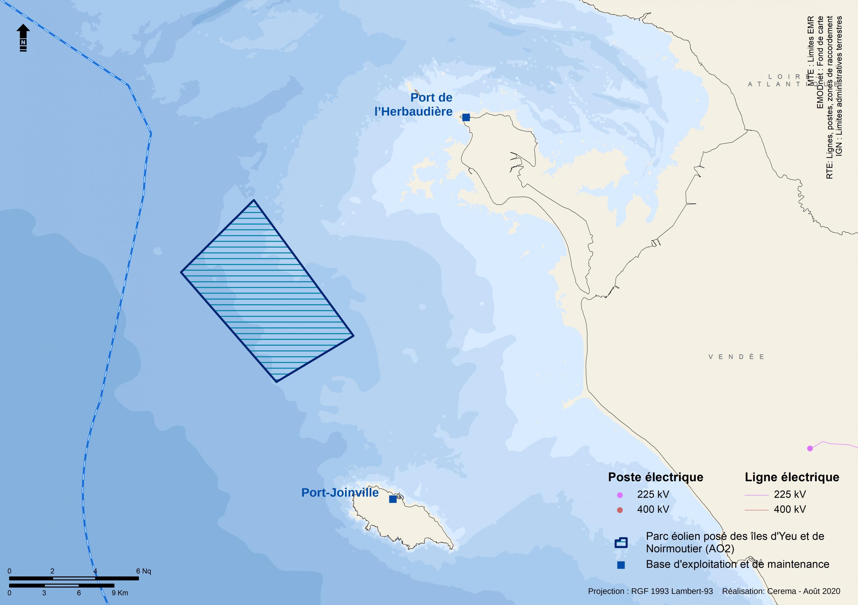 carte géographique de la localisation du parc dans l'espace maritime