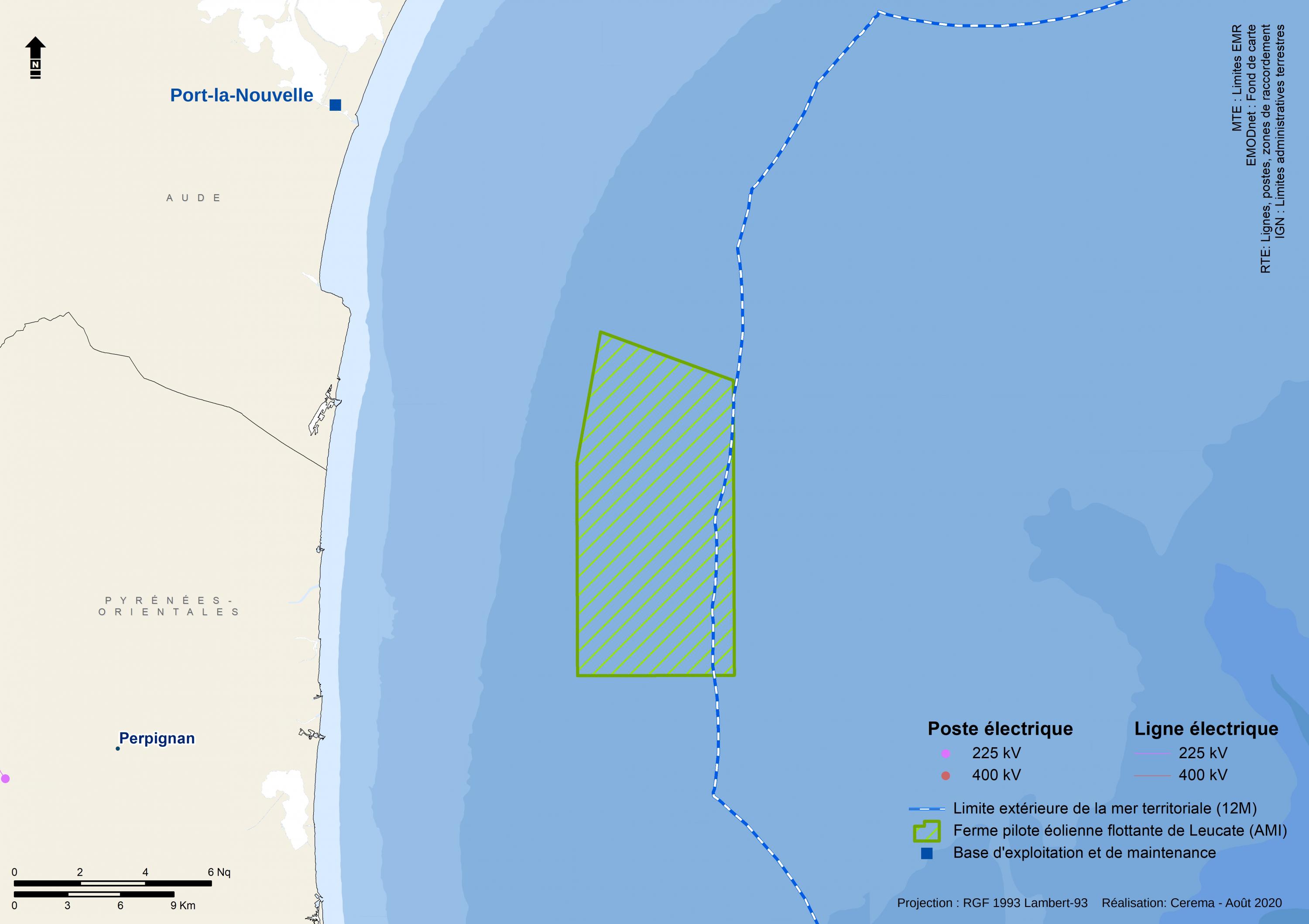 carte géographique de la localisation du parc dans l'espace maritime