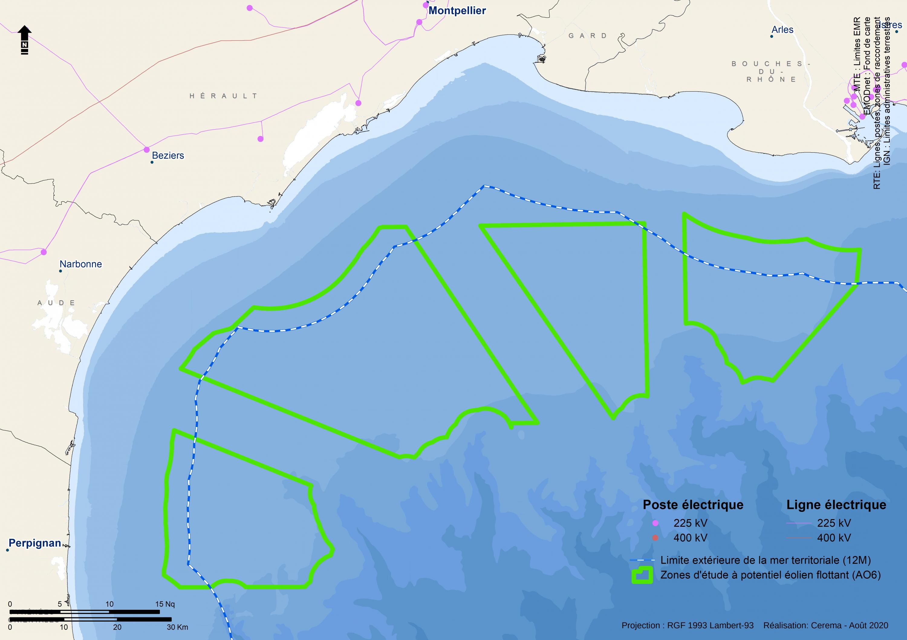 Carte de la géolocalisation du projet en Méditerranée (Région PACA)
