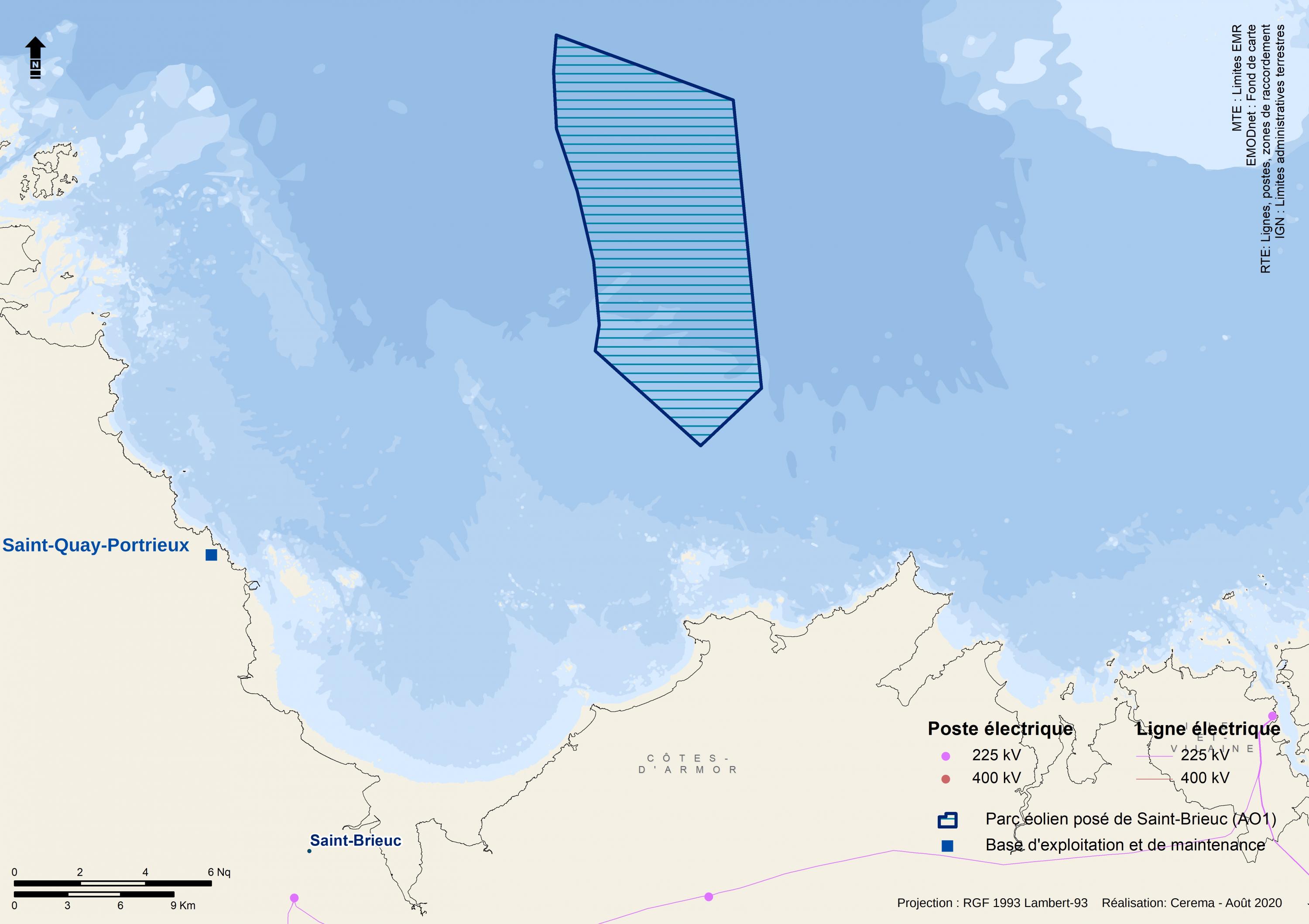 carte géographique de la localisation du parc dans l'espace maritime