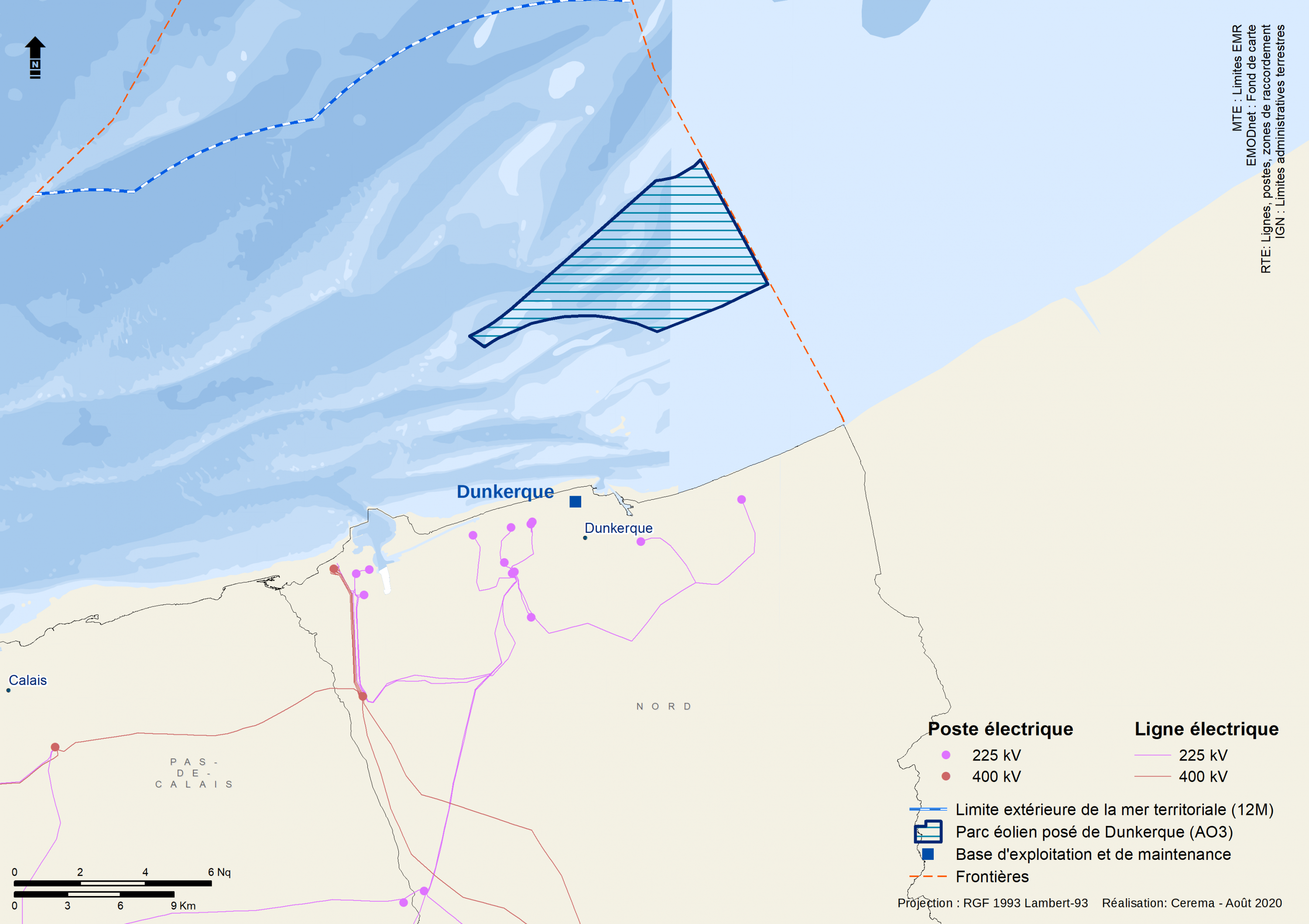 carte géographique de la localisation du parc dans l'espace maritime