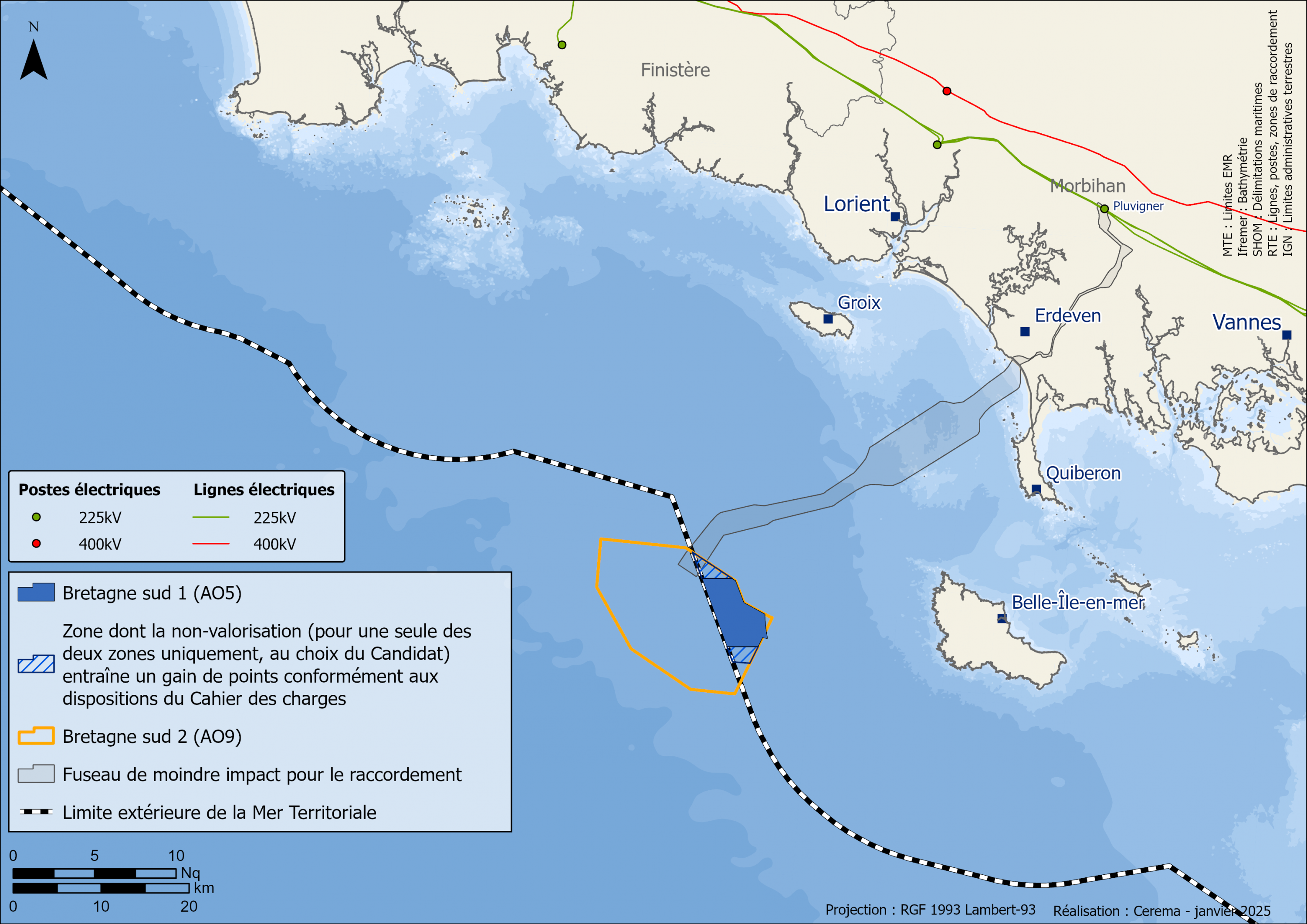 Carte de la géolocalisation du projet Bretagne Sud 1