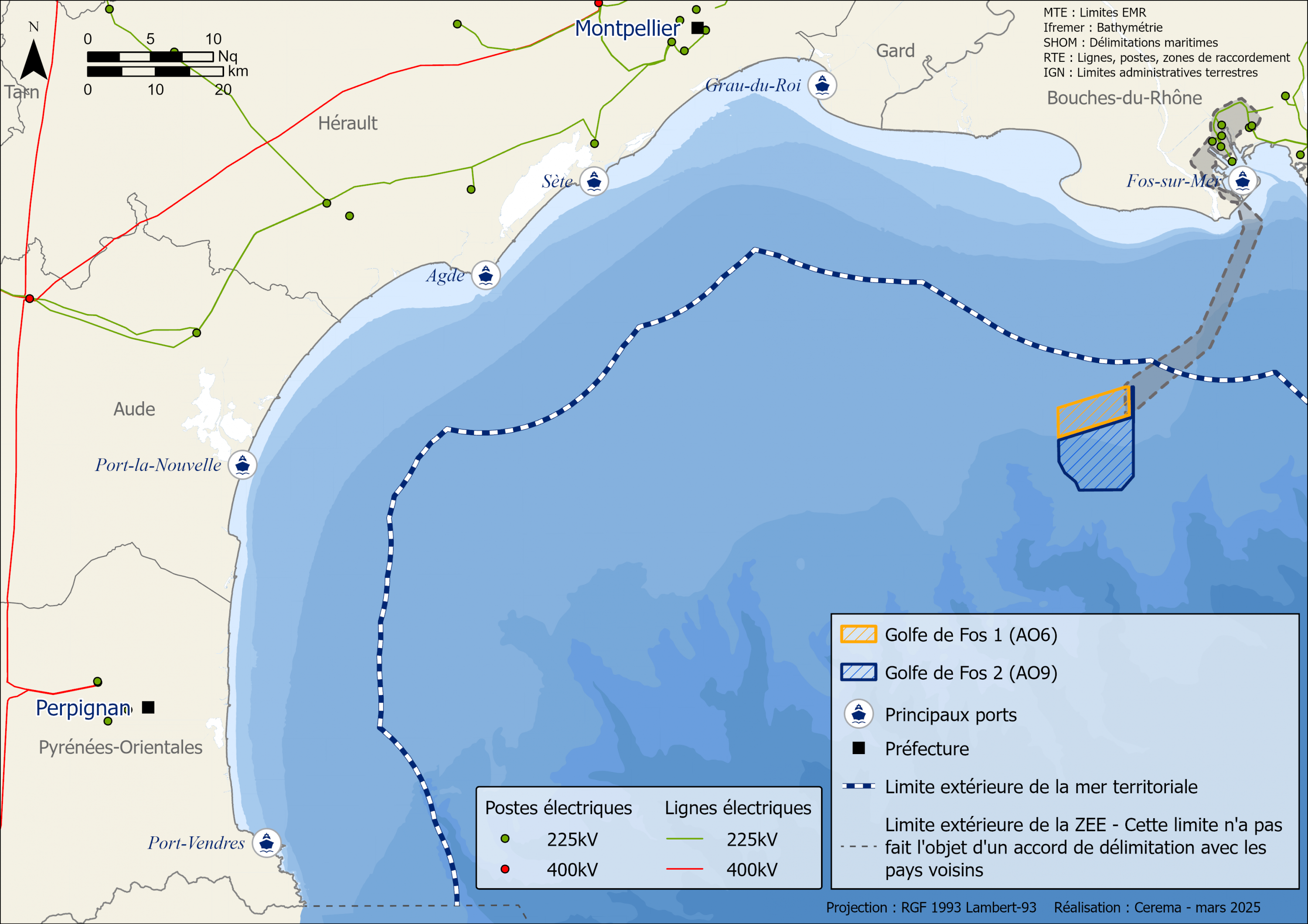 Carte de la géolocalisation des projets de la zone Golfe de Fos