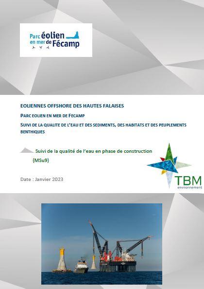 Couverture du rapport montrant l'installation en mer de fondations gravitaires