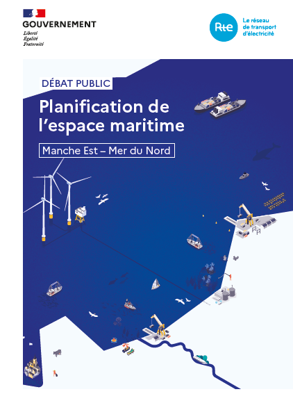 Couverture du DMO montrant avec une infographie les activités maritimes de la façade Manche est - mer du Nord