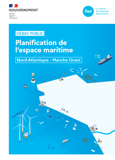 Couverture du DMO montrant avec une infographie les activités maritimes de la façade NAMO