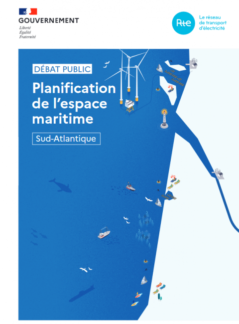 Couverture du DMO montrant avec une infographie les activités maritimes de la façade SA