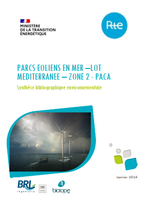 Page de couverture de la synthèse montrant un parc éolien en mer