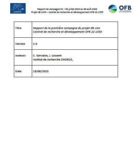 Page de couverture du rapport
