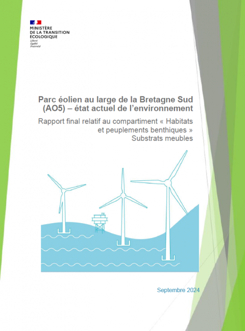 Page de couverture montrant des éoliennes en mer