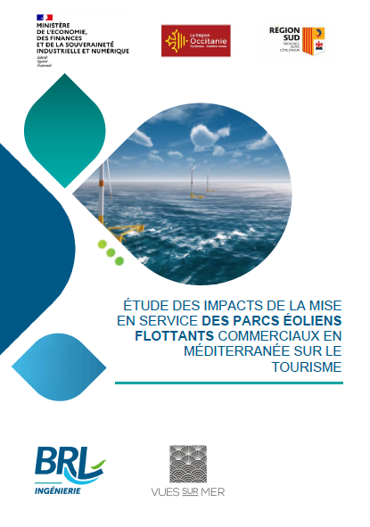 Page de couverture du rapport montrant des éoliennes flottantes
