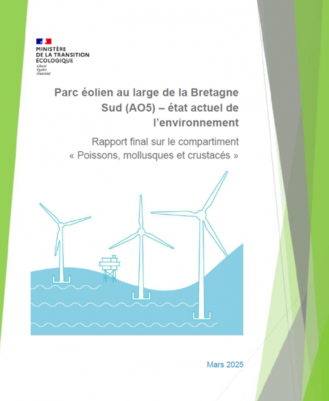 Page de couverture montrant des éoliennes en mer
