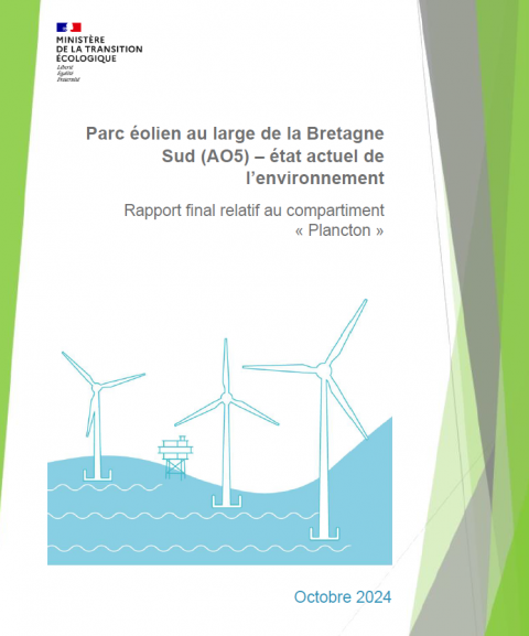 Page de couverture montrant des éoliennes en mer