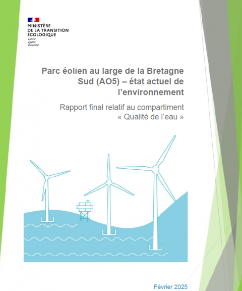 Page de couverture montrant des éoliennes en mer