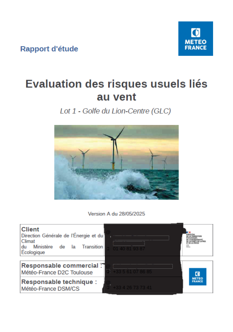 Page de couverture du document montrant des éoliennes en mer
