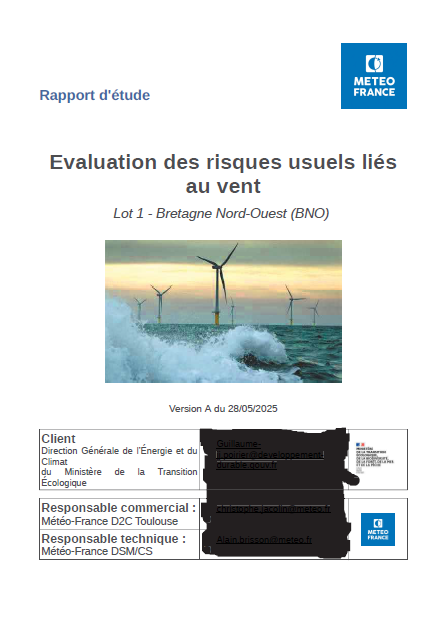 Page de couverture du document montrant des éoliennes en mer