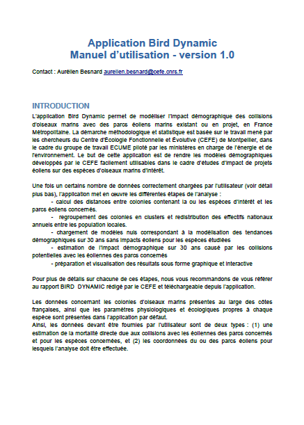 Première page du manuel d'utilisation