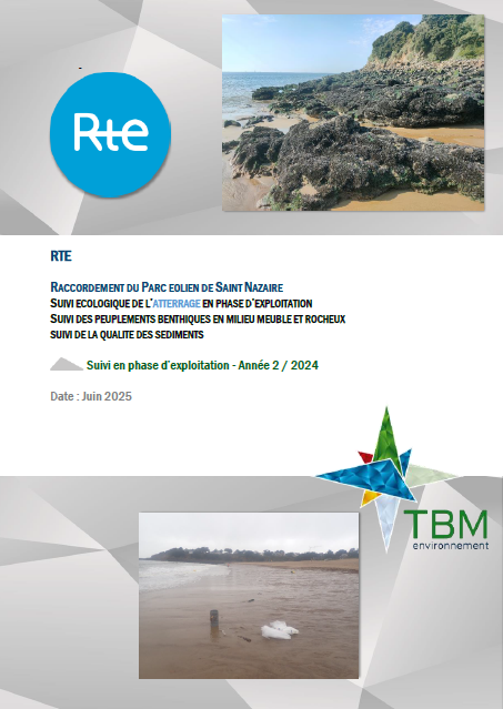 Couverture du rapport montrant l'estran au niveau de l'atterrage de la place de la Courance