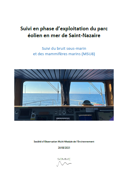 Couverture du rapport montrant le parc éolien depuis la cabine de pilotage d'un navire
