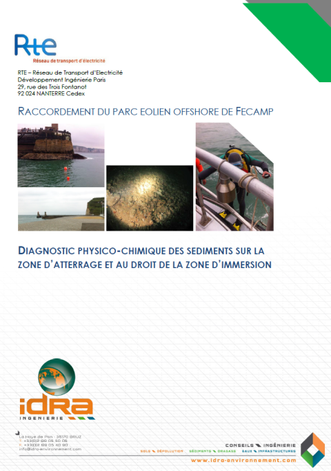 Couverture du rapport montrant la zone d'atterrage et un plongeur