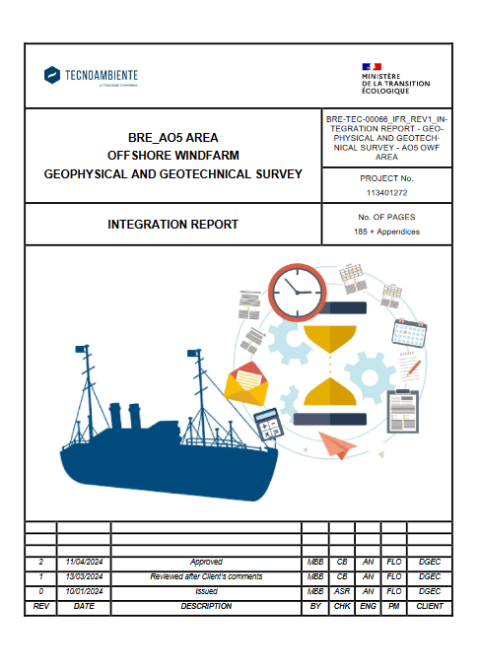 Page de couverture du document avec une infogaphie montrant un navire