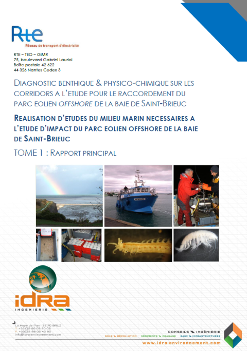 Couverture du rapport montrant des prélèvements et divers organismes benthiques