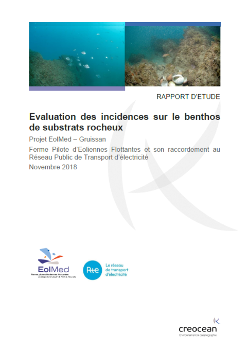 Couverture du rapport montrant des fonds rocheux