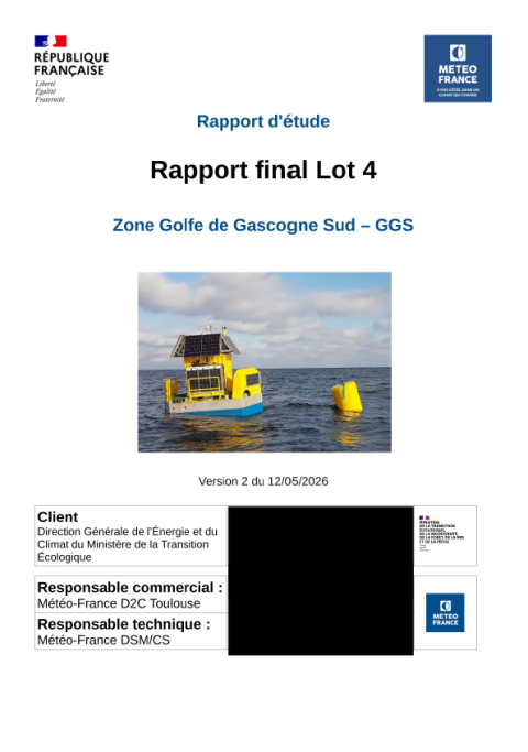 Page de couverture du document montrant une bouée de mesure du vent