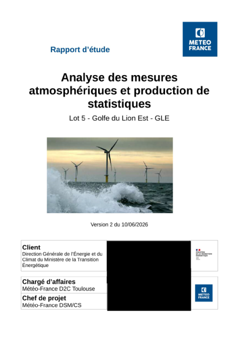 Page de couverture du document montrant un parc éolien en mer et des vagues