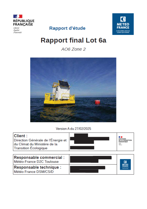 Page de couverture du document montrant une bouée de mesure du vent