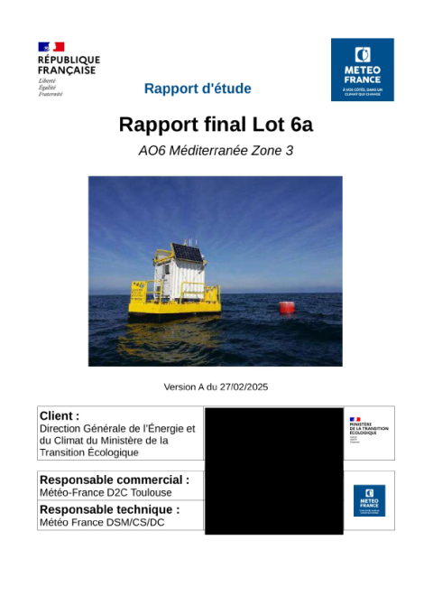 Page de couverture du document montrant une bouée de mesure du vent