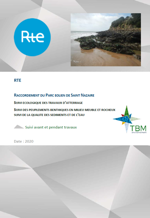 Couverture du rapport montrant l'estran au niveau de l'atterrage de la place de la Courance