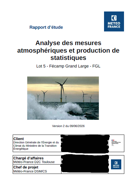 Page de couverture du document montrant un parc éolien en mer et des vagues