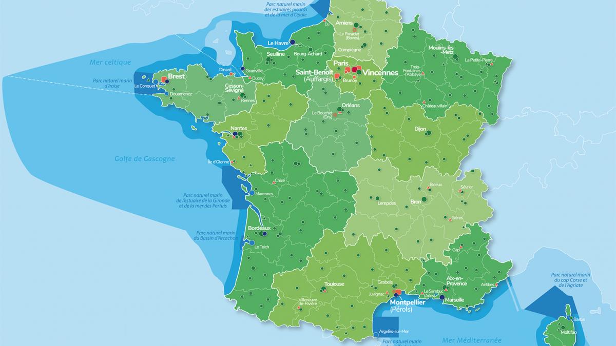 Toutes les façades : Mer du Nord, Manche, Atlantique, Méditerranée